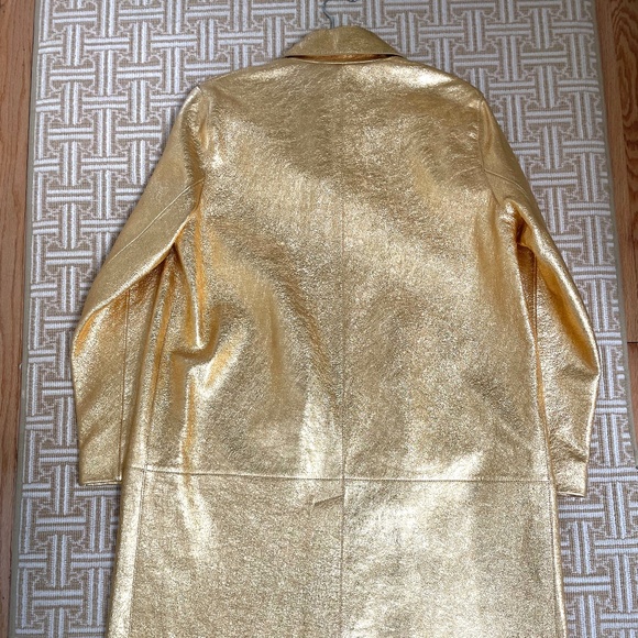 Tory Burch Open-Front Metallic Leather Coat - Picture 3 of 6